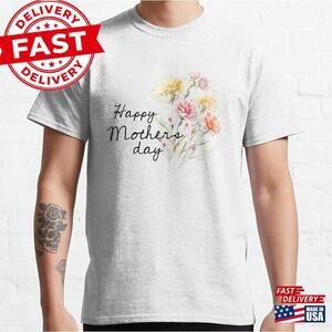 Happy Mothers Day Gift Simple Watercolor Style Flower Classic T-Shirt Unisex